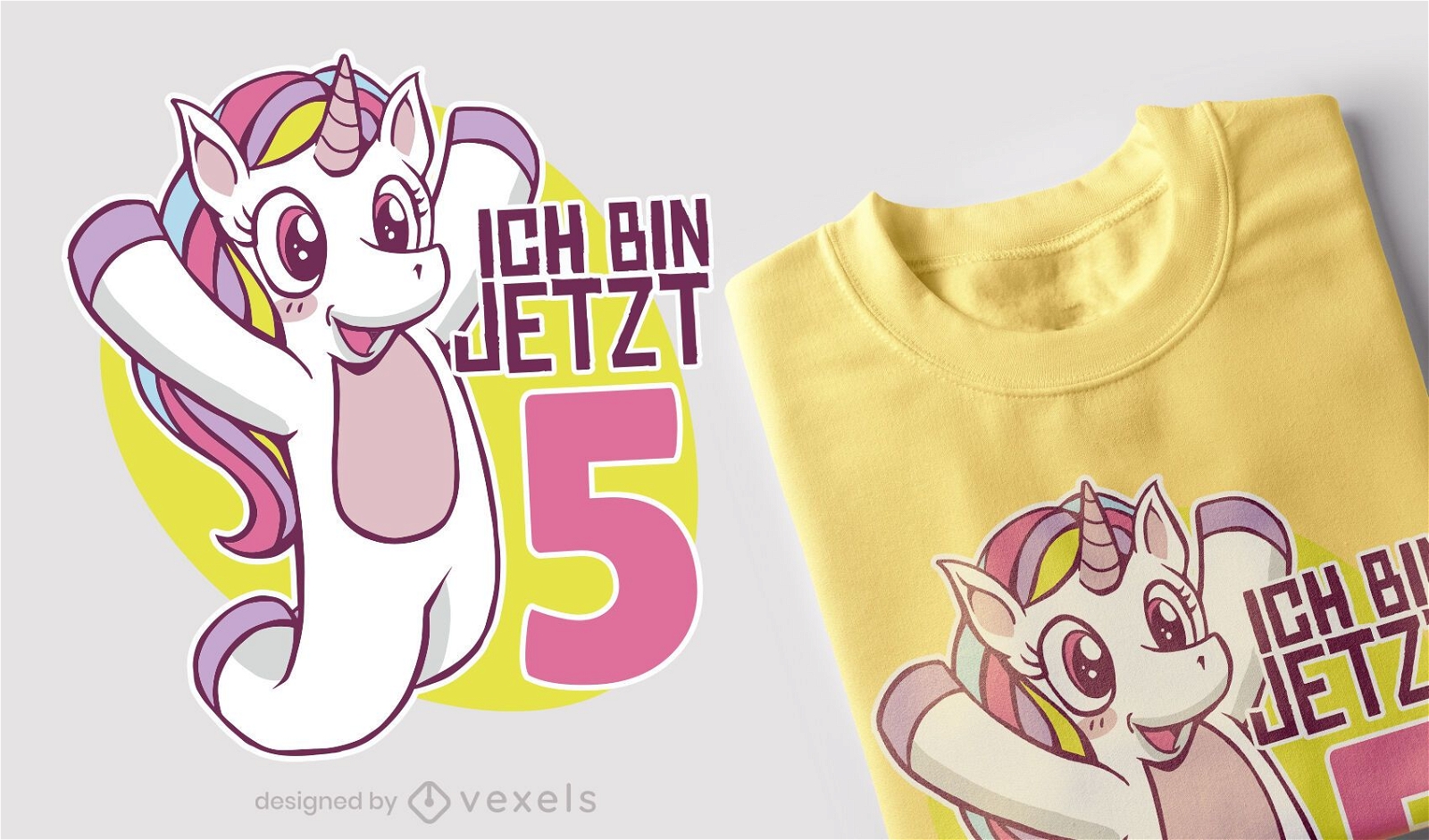 Einhorn Geburtstag Deutsch T-Shirt Design