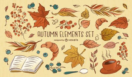 Autumn Elements Drawing Set Autumn Elements Drawing Set