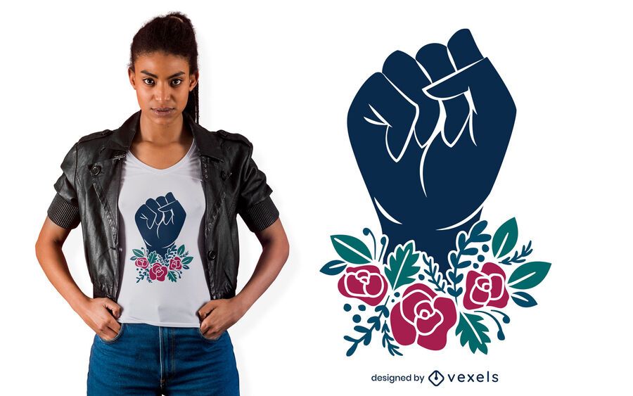 Flower Fist Rising T-shirt Design Flower Fist Rising T-shirt Design