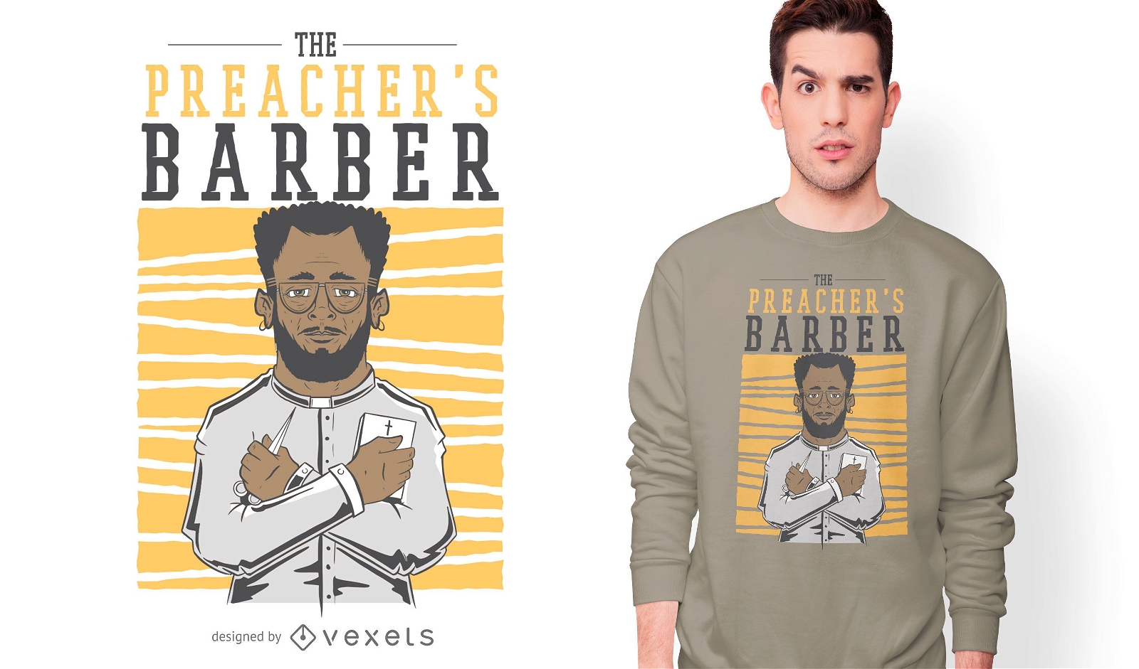 Preacher's barber t-shirt design