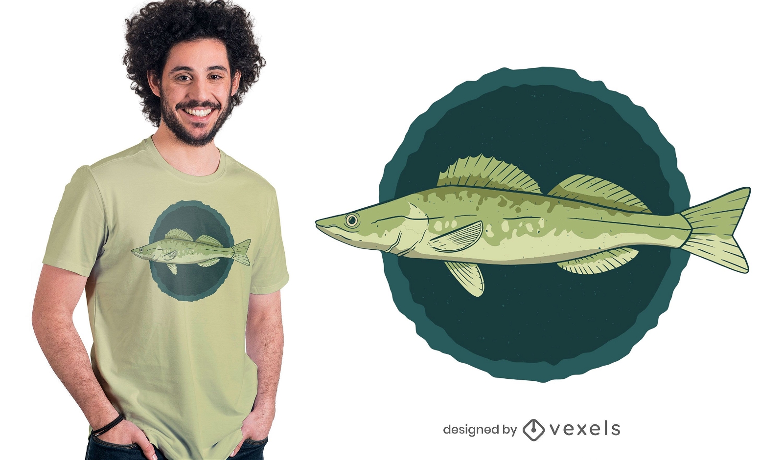 Design de t-shirt de peixe poleiro