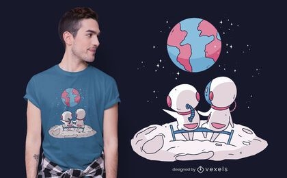 Design fofo de camisetas de astronautas