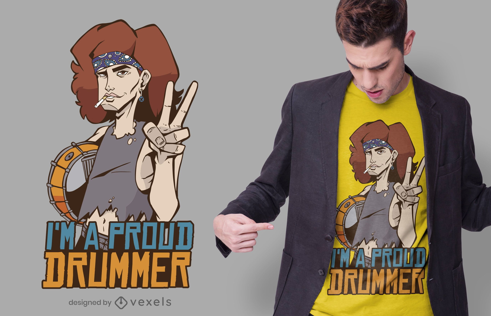 Orgulloso diseño de camiseta de baterista
