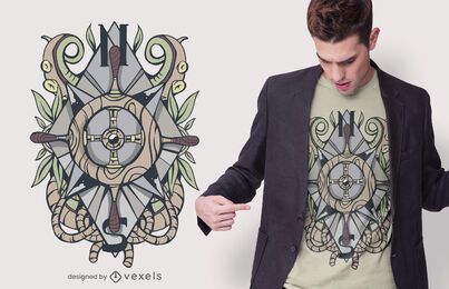 Design de camisetas com ilustração de pontos cardeais