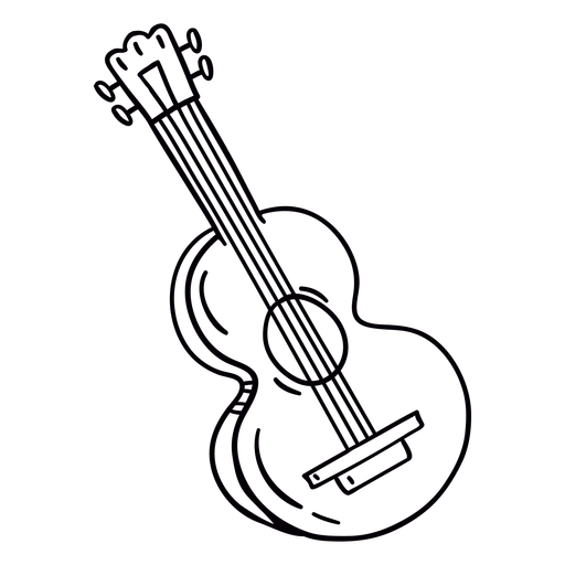 Hand gezeichnete Kontur der akustischen Gitarre PNG-Design