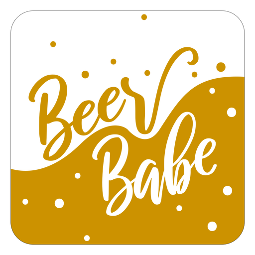 Beer babe brown square coaster design PNG Design