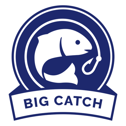Big catch fish hook badge blue