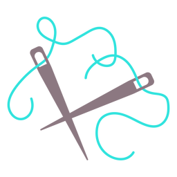 Blaue Stricknadeln fädeln flaches Symbol ein Blaue Stricknadeln fädeln flaches Symbol ein