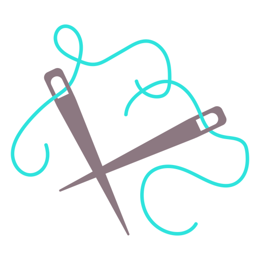 Icono plano de hilo de agujas de tejer azul