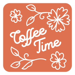 Coffee time floral square coaster design PNG Design