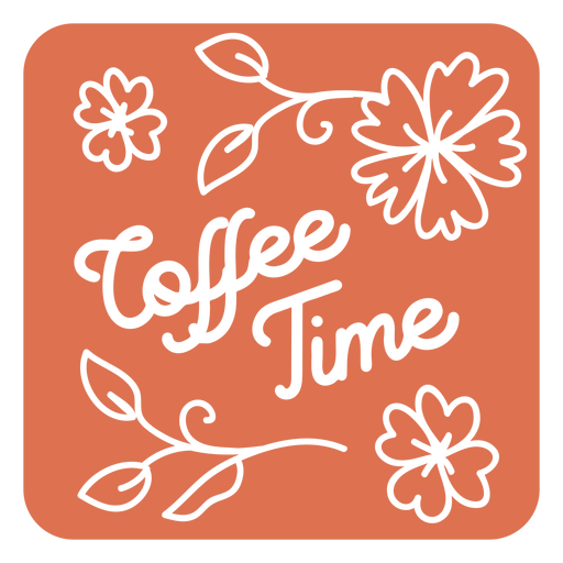 Coffee time floral square coaster design PNG Design