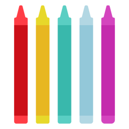 Icono plano de crayones de color Diseño PNG