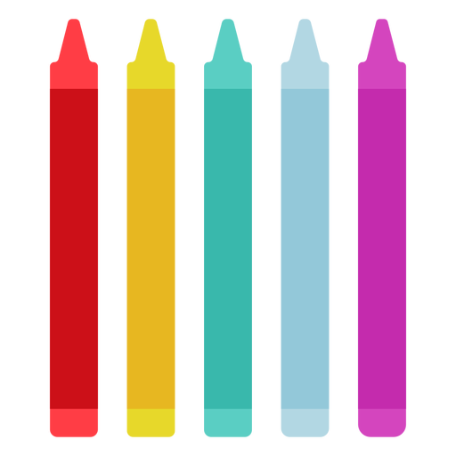 Icono plano de crayones de color Diseño PNG