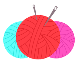Icono plano de agujas de bolas de hilo de color Diseño PNG