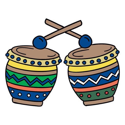 Colorful drum hand drawn symbol