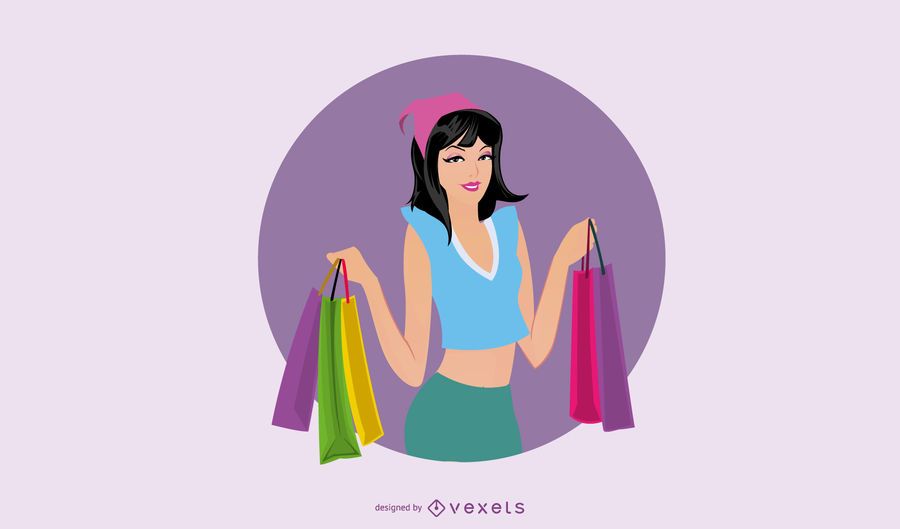 Ilustración de chica de compras Ilustración de chica de compras