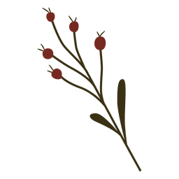 Cranberry branch leaf fruit flat PNG Design