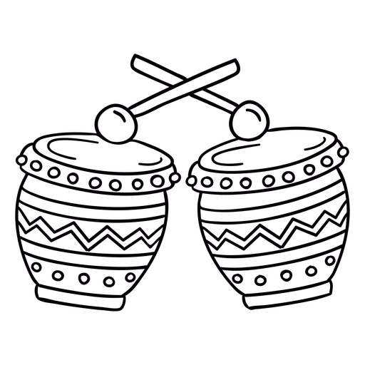 Verzierte Trommelhand gezeichnete Symbolkontur PNG-Design