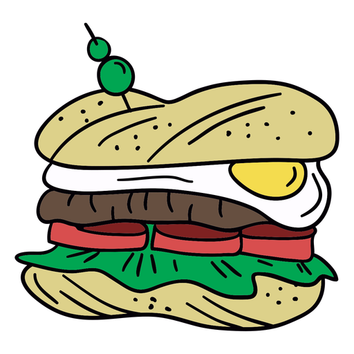 Egg sandwich hand drawn illustration PNG Design