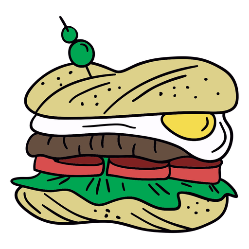 Von Hand gezeichnete Illustration des Ei-Sandwichs PNG-Design