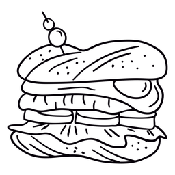Dibujado a mano sándwich de huevo trazo Diseño PNG