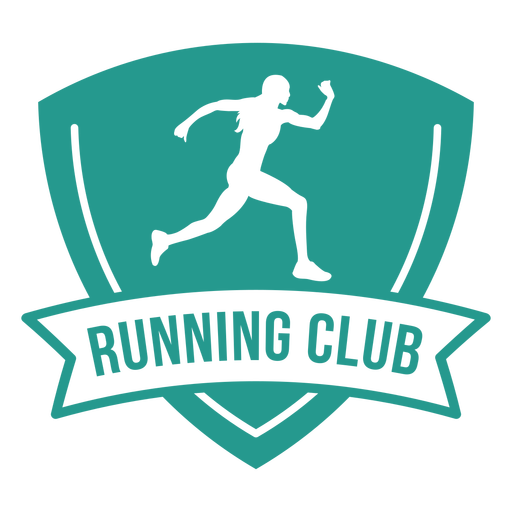 Female runner running club badge green