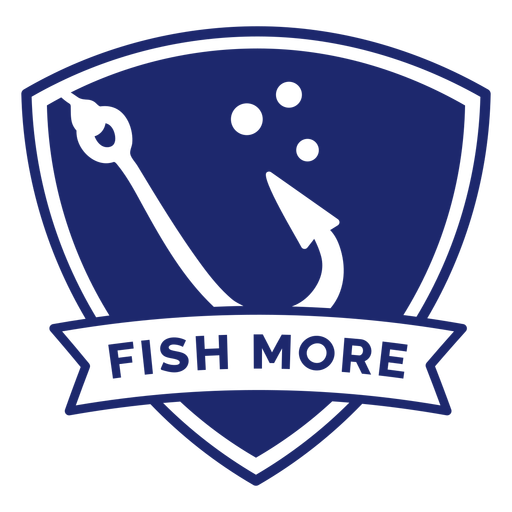 Angeln Hakenfisch mehr Abzeichen blau PNG-Design