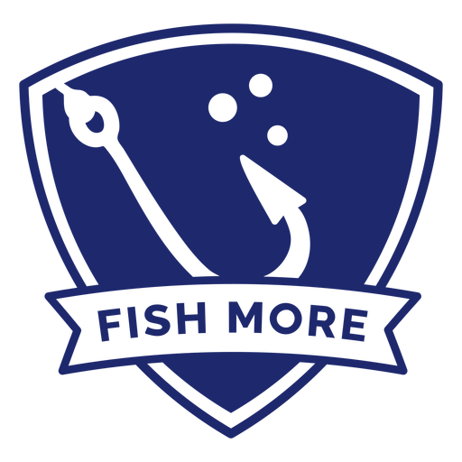 Download Fishing hook fish more badge blue - Transparent PNG & SVG ...