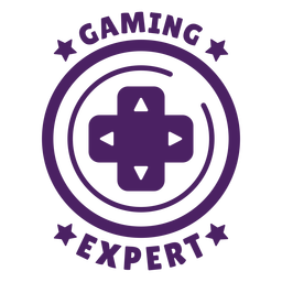 Círculo púrpura de insignia de experto en juegos Diseño PNG