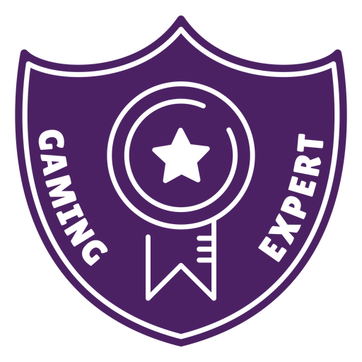 Gaming expert badge purple shield PNG Design