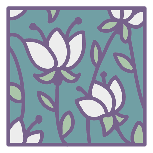 Plano quadrado de design floral branco verde Desenho PNG