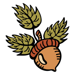 Hoja de bellota dibujada a mano plana Diseño PNG