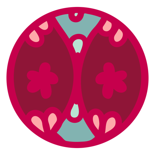 Rot rosa Blumenmusterkugel flach PNG-Design