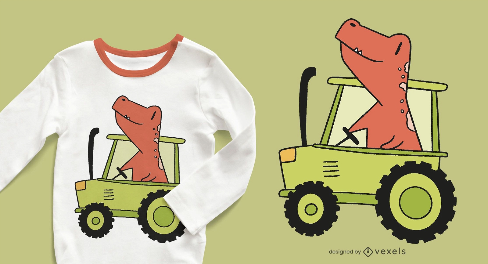 design de camiseta trator dinossauro
