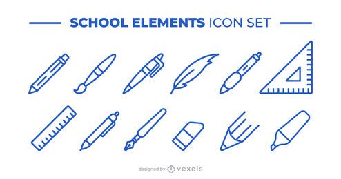 school supplies icon set collection school supplies icon set collection