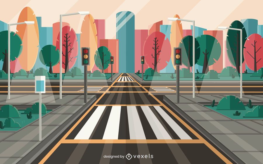 city street illustration design city street illustration design