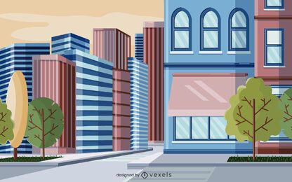 diseño de ilustración de edificios de la ciudad