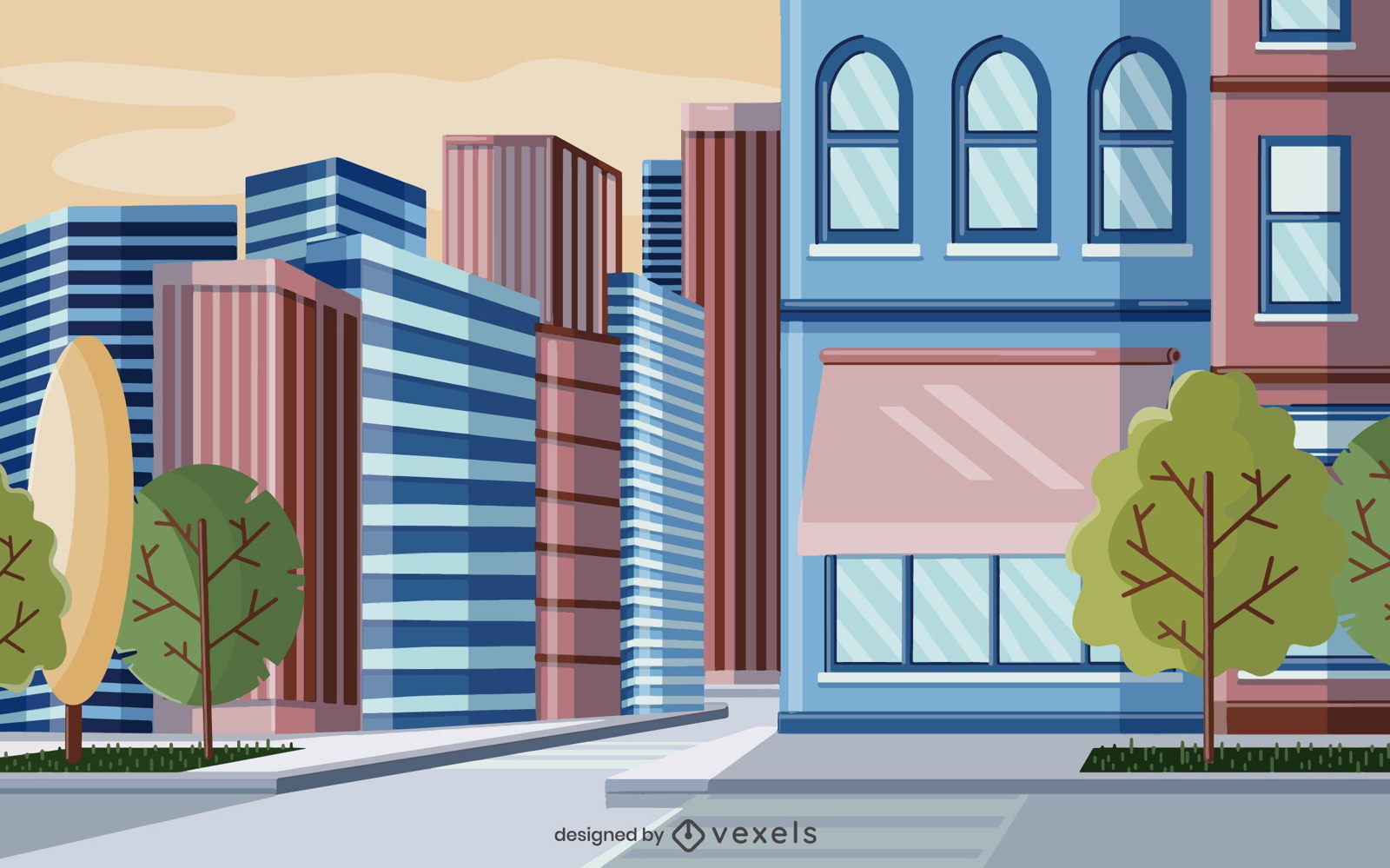 projeto de ilustração de edifícios da cidade