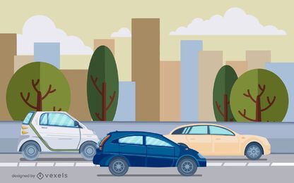 Autos Straßenillustration Design Autos Straßenillustration Design