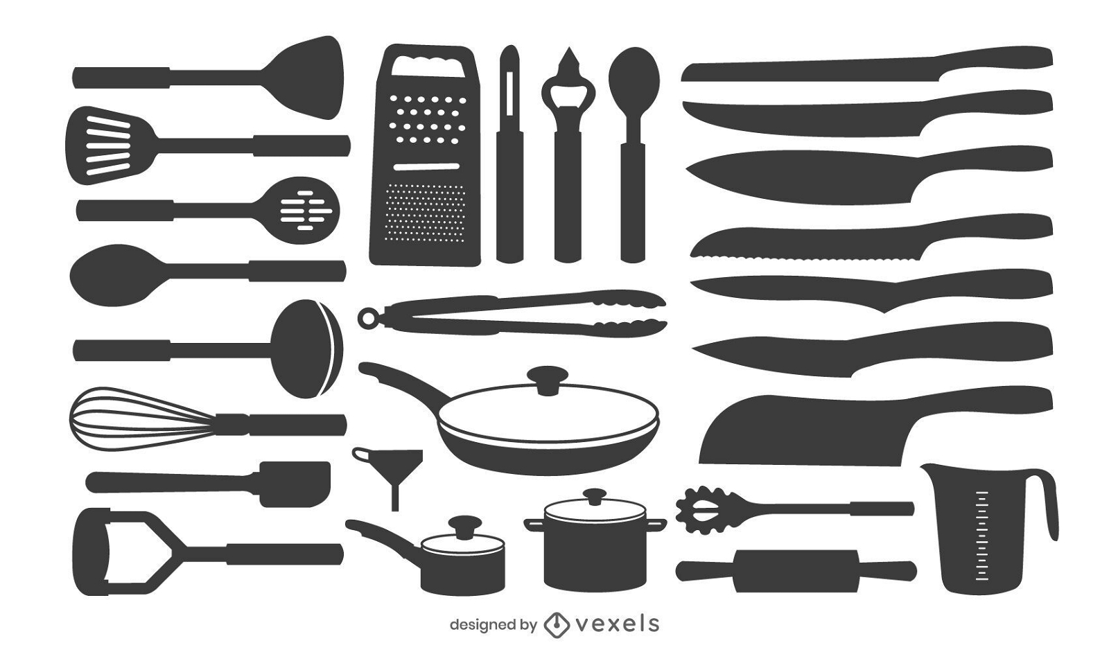 conjunto de silhueta de ferramentas de cozinha