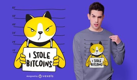 Design de camiseta de ladrão de criptografia de gato