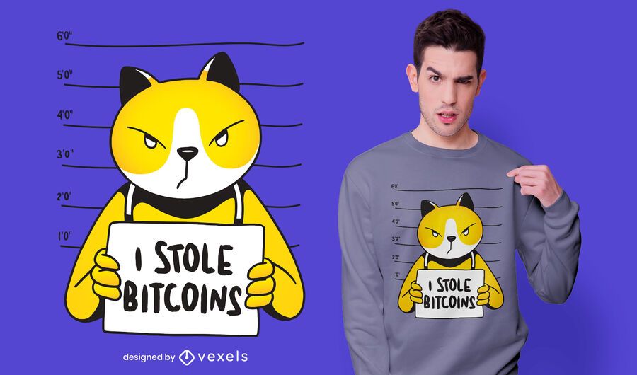 Cat Bitcoin Thief T-shirt Design Cat Bitcoin Thief T-shirt Design