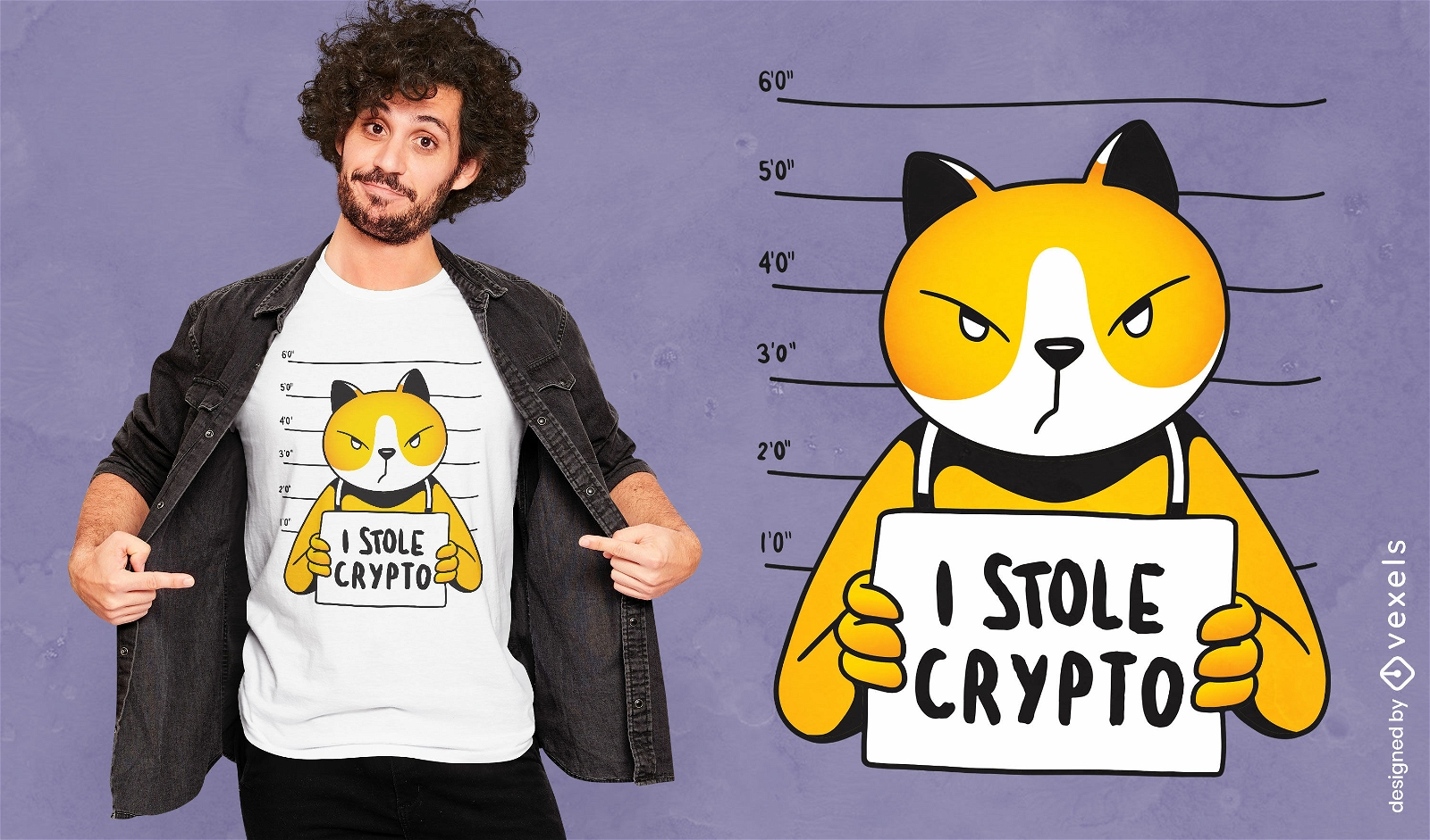 Design de camiseta de ladr?o de criptografia de gato