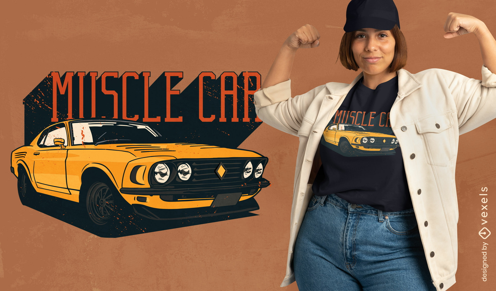 diseño de camiseta de coche musculoso