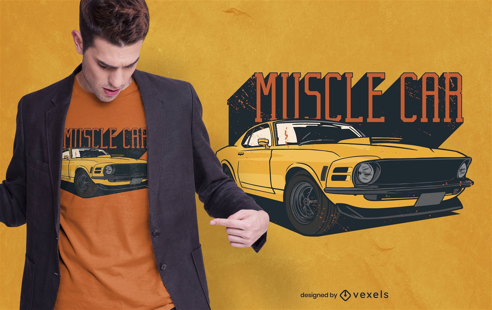 diseño de camiseta de muscle car