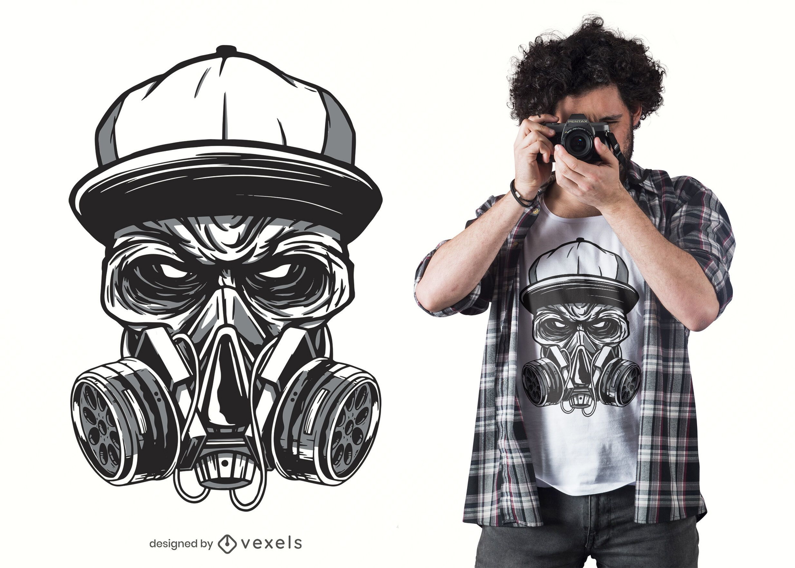 Download Gas Mask Zombie T-shirt Design - Vector Download