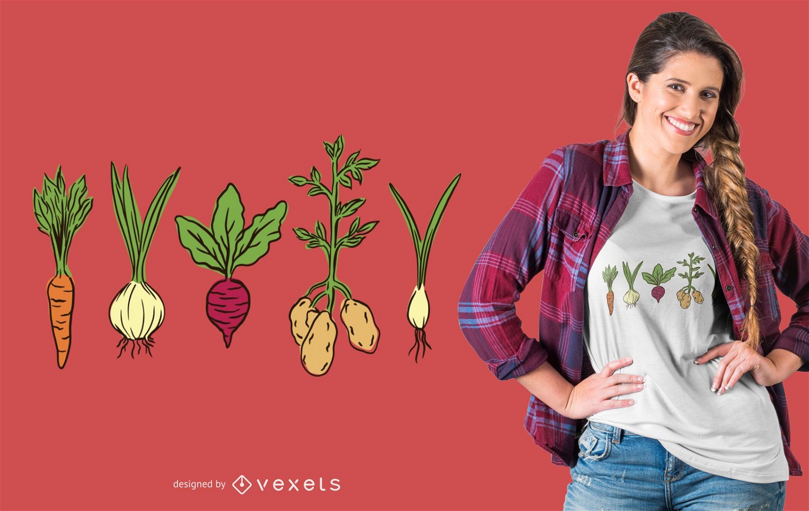 ilustración de camiseta de verduras