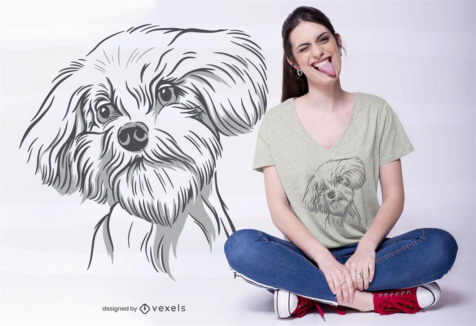 Cooler Hund Illustration T-Shirt Design