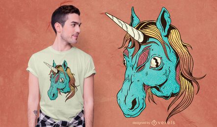 Zombie Einhorn Kopf T-Shirt Design