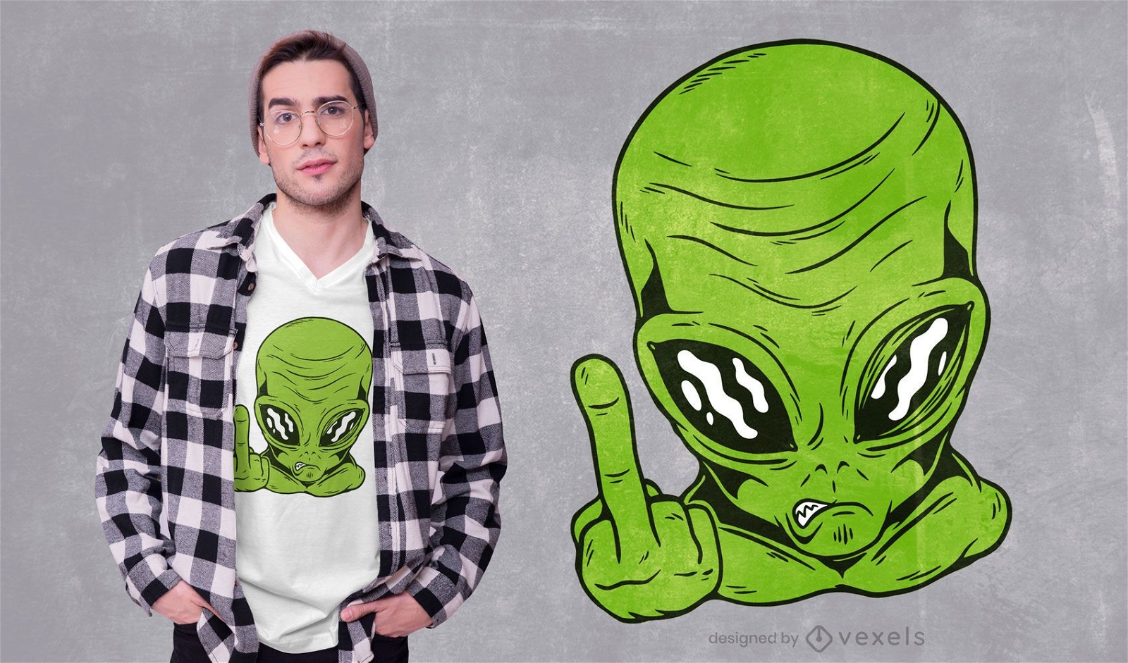 Diseño de camiseta Alien Flip Off